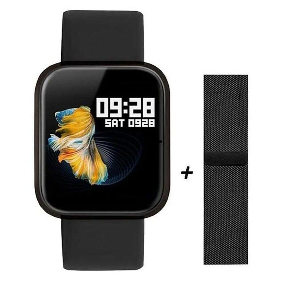 Relógio Smartwatch P70 Monitor Cardíaco Pressão Arterial Sono Passos Android Ios - Preto - 1