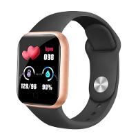 Smartwatch Digital D20/y68 Dourado Pulseira Preta Monitor De Passos E Frequência Cardíaca - 1