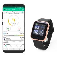 Smartwatch Digital D20/y68 Dourado Pulseira Preta Monitor De Passos E Frequência Cardíaca