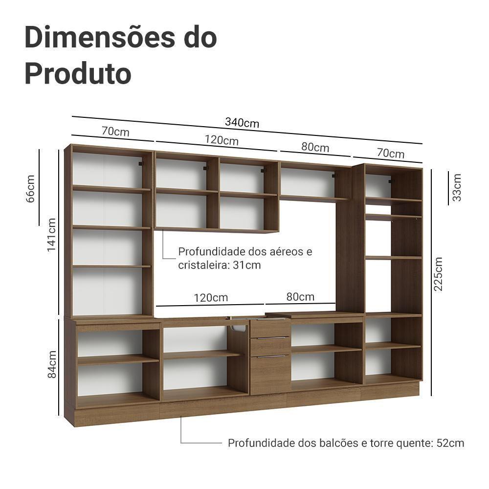 Armário De Cozinha Completa 340cm Rustic Stella Madesa 01 Rustic - 3