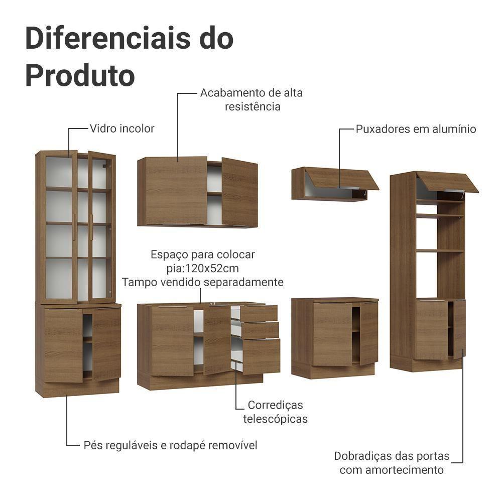 Armário De Cozinha Completa 340cm Rustic Stella Madesa 01 Rustic - 5