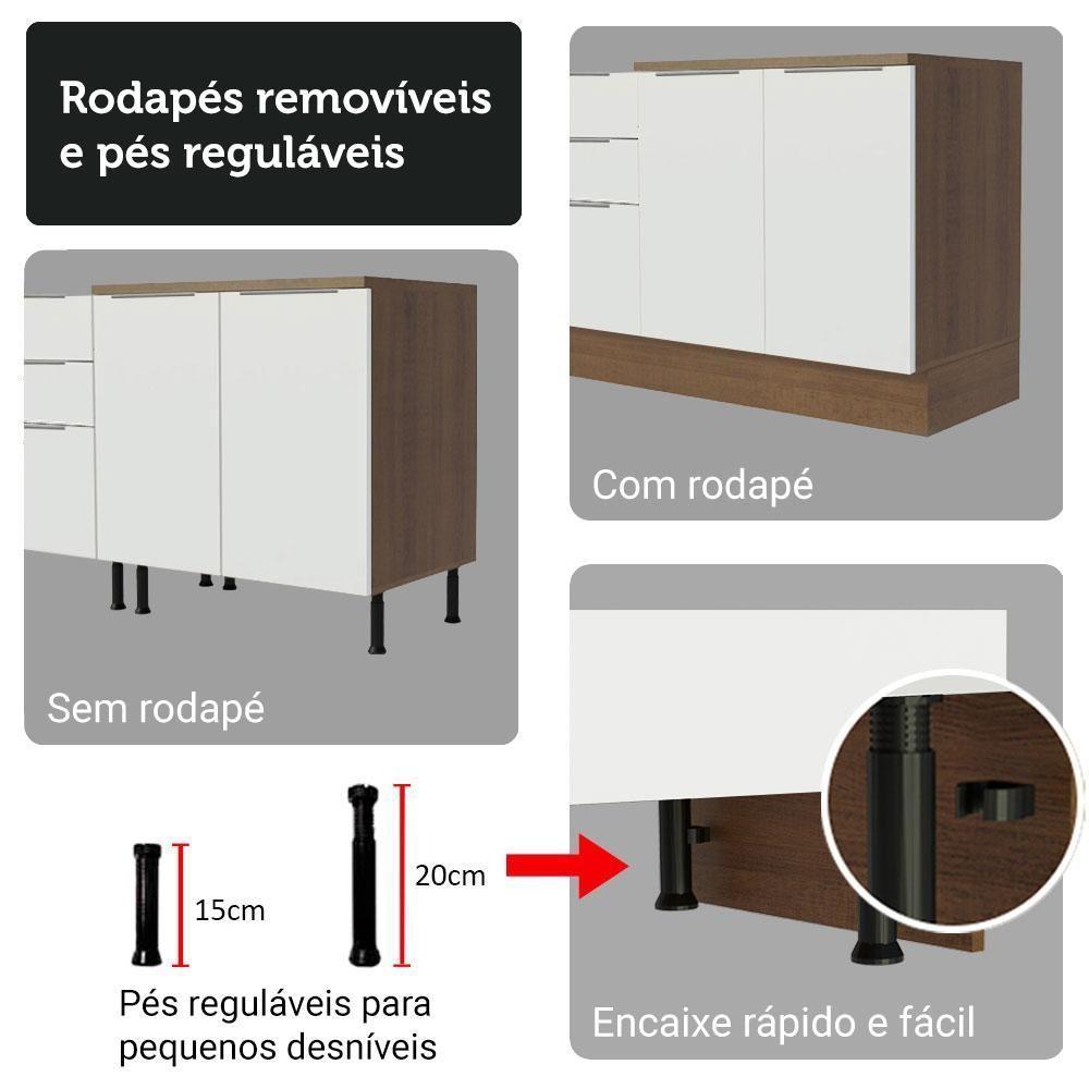 Armário De Cozinha Completa 340cm Rustic/branco Stella Madesa 01 Rustic/branco - 9