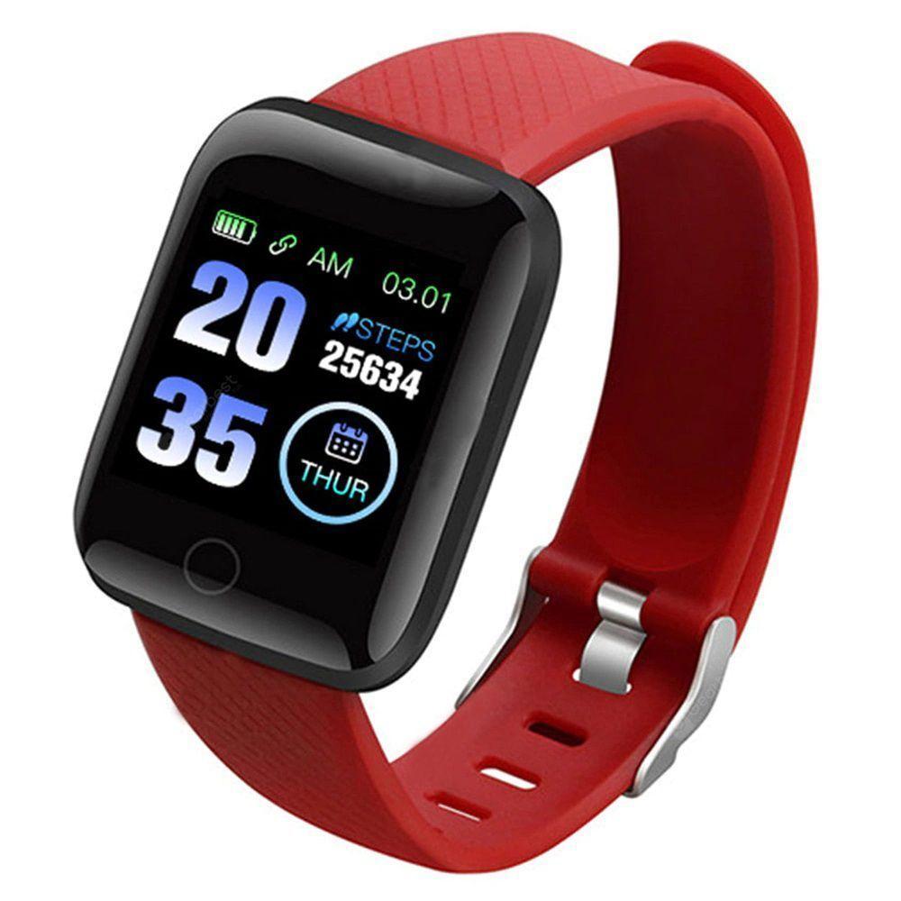 Smartwatch D13 Relógio Inteligente Cardíaco Pressão Arterial Calorias - Vermelho - Smart Bracelet - 1