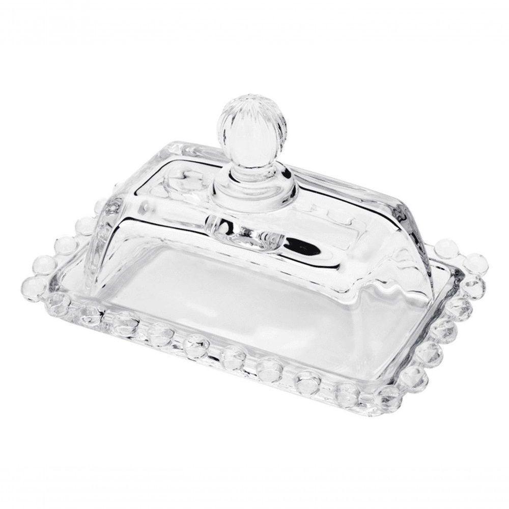 Manteigueira Cristal G 17 Cm X 10,5 Cm X 10 Cm Pearl Bolinha Wolff Transparente - 1