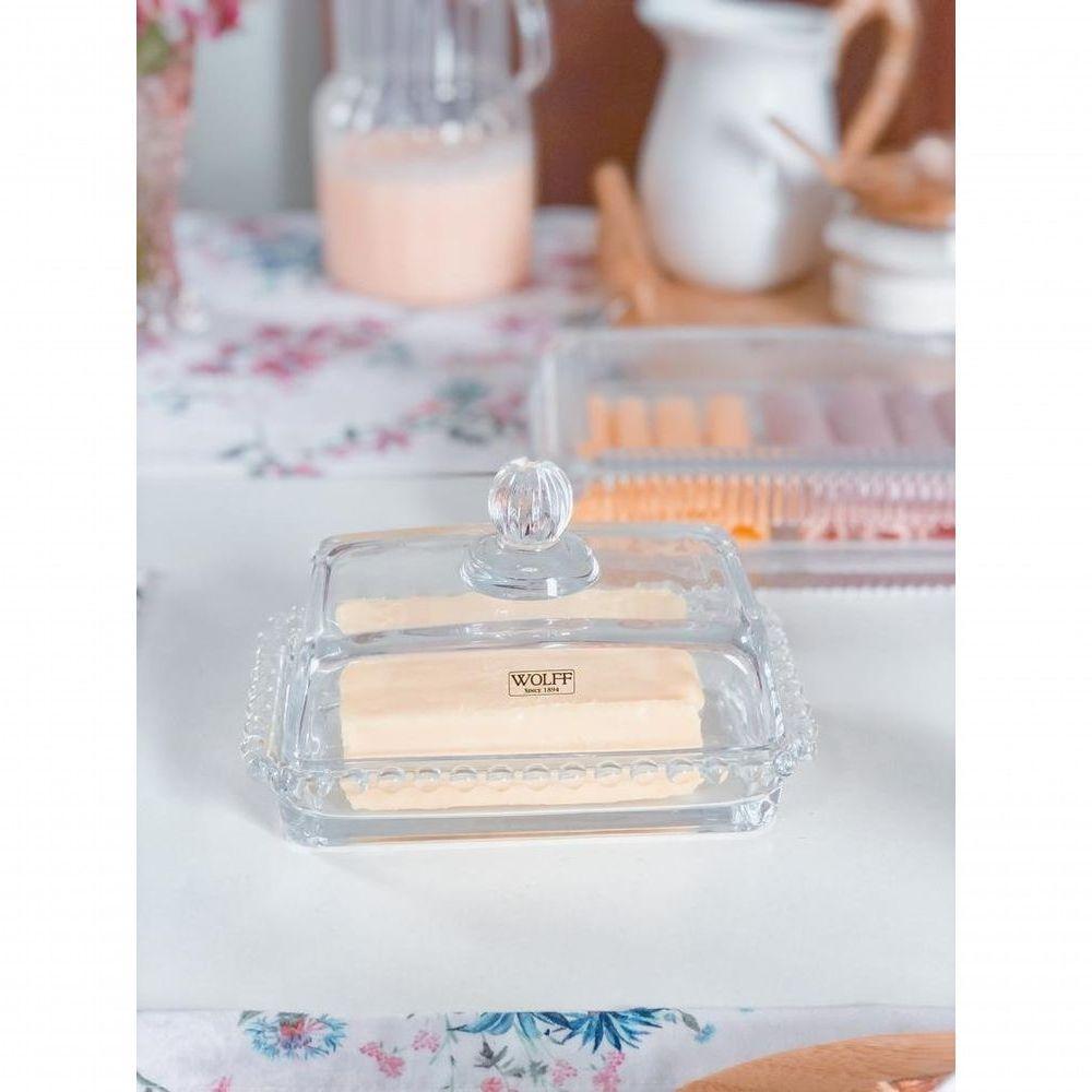 Manteigueira Cristal G 17 Cm X 10,5 Cm X 10 Cm Pearl Bolinha Wolff Transparente - 2