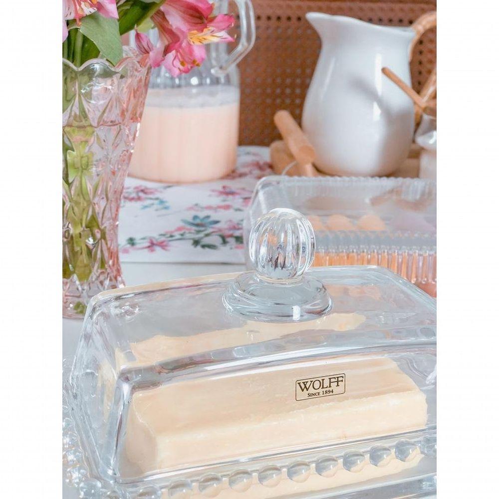 Manteigueira Cristal G 17 Cm X 10,5 Cm X 10 Cm Pearl Bolinha Wolff Transparente - 4
