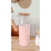 Jarra Vidro Canelada Com Tampa Bambu 1,1 Litro Wolff - 2