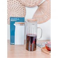 Jarra Vidro Canelada Com Tampa Bambu 1,1 Litro Wolff