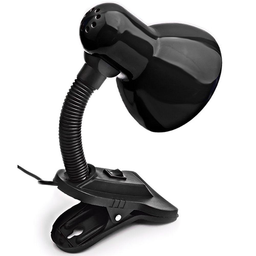 Luminária De Mesa Com Presilha Articulada Preta Entrada E27 Bivolt Para Escritório - 4