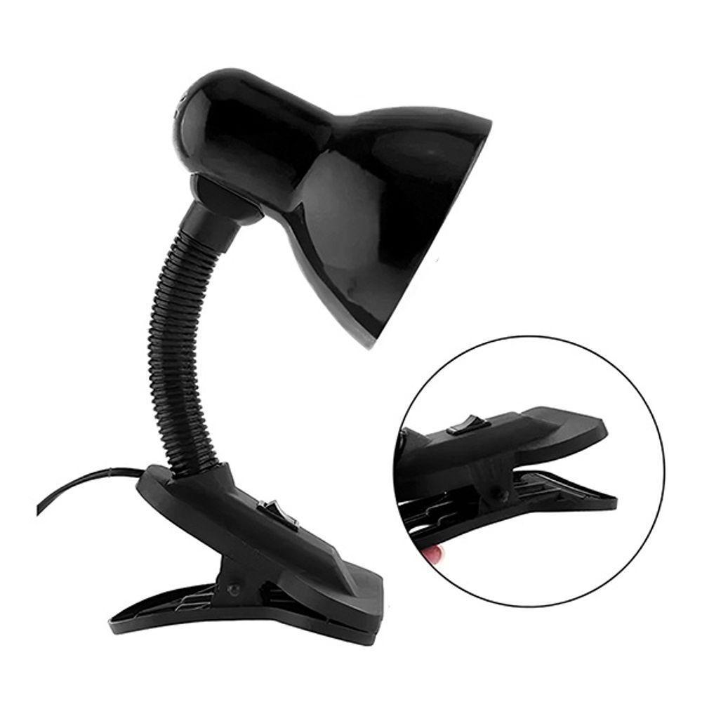 Luminária De Mesa Com Presilha Articulada Preta Entrada E27 Bivolt Para Escritório - 5