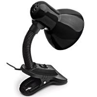 Luminária De Mesa Com Presilha Articulada Preta Entrada E27 Bivolt Para Escritório