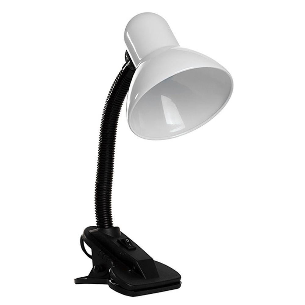Luminária De Mesa Com Presilha Articulada Branca Entrada E27 Bivolt Para Escritório - 1