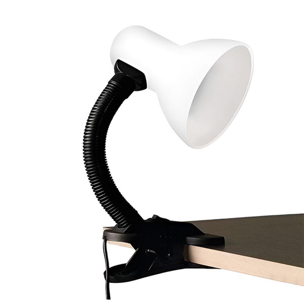 Luminária De Mesa Com Presilha Articulada Branca Entrada E27 Bivolt Para Escritório - 3