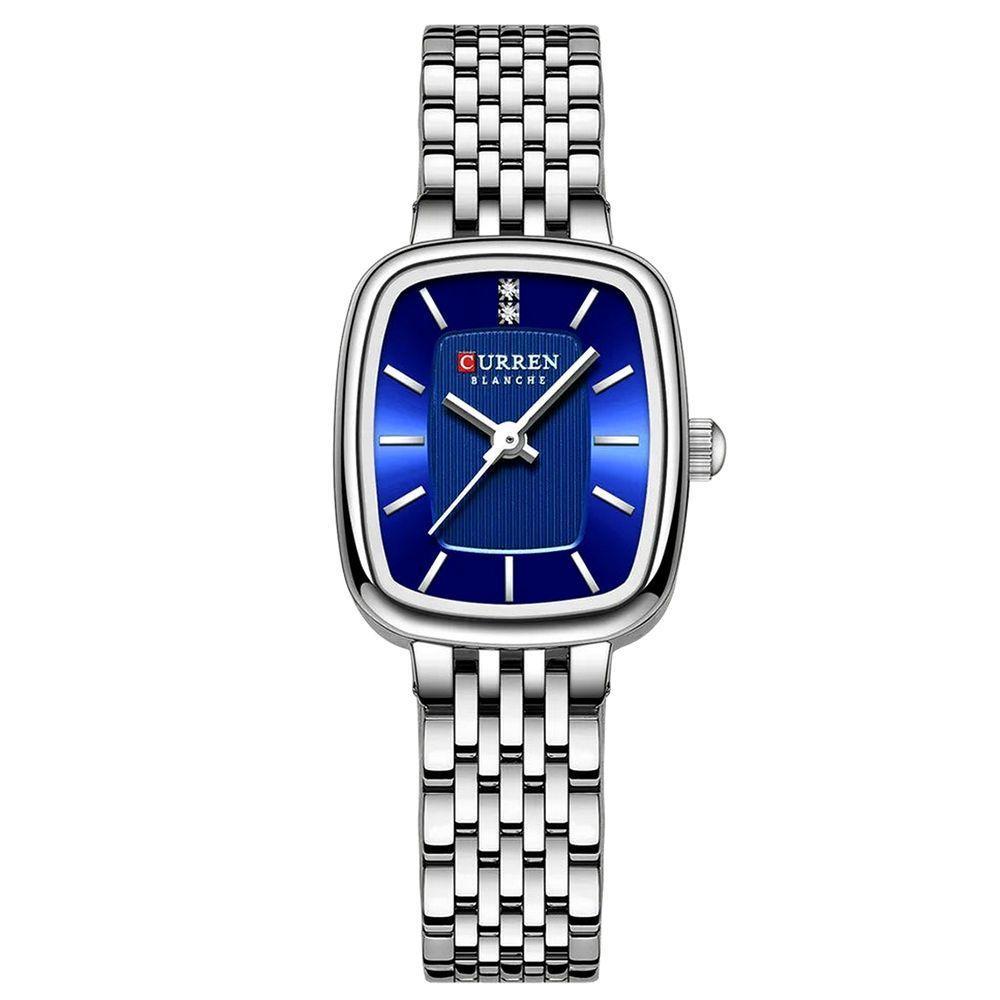 Relógio De Pulso Quartzo Feminino Design Elegante Strass Pulseira Em Aço Inoxidavel Azul - 1