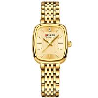 Relógio De Pulso Quartzo Feminino Design Elegante Strass Pulseira Em Aço Inoxidavel Dourado - 1