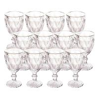 Jogo 12 Taças De Vidro Com Borda Dourada Diamond Cor Transparente água 300ml Class Home - 1