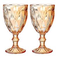 Jogo 2 Taças De Vidro Diamond Diamante âmbar Metalizado 300ml água Class Home - 1