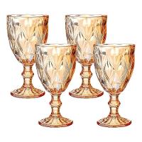 Jogo 4 Taças De Vidro Diamond Diamante âmbar Metalizado 300ml água Class Home - 1