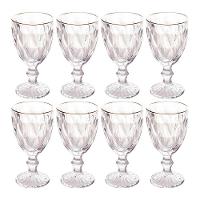Jogo 8 Taças De Vidro Com Borda Dourada Diamond Cor Transparente água 300ml Class Home - 1