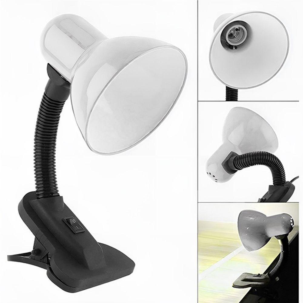 Luminária Articulada Branca Com Garra Presilha Bivolt E27 Para Escritório E Estudo - 2