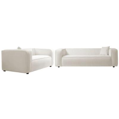Kit Sofá 2 Lugares 160cm E Poltrona Decorativa Escritório Orgânico Cecília Bouclé Adj Decor Branco