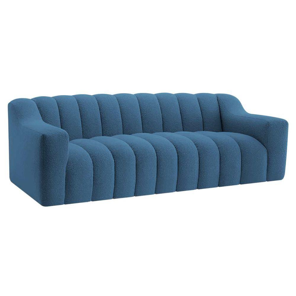 Sofá 2 Lugares Luxo Recepção Escritorio Sala Elegance 200cm Linho Cor Azul Royal - 1