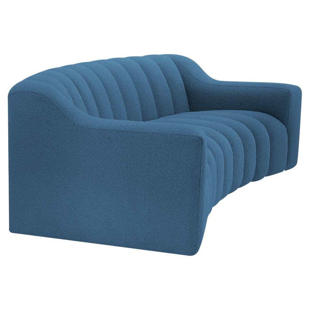 Sofá 2 Lugares Luxo Recepção Escritorio Sala Elegance 200cm Linho Cor Azul Royal - 3