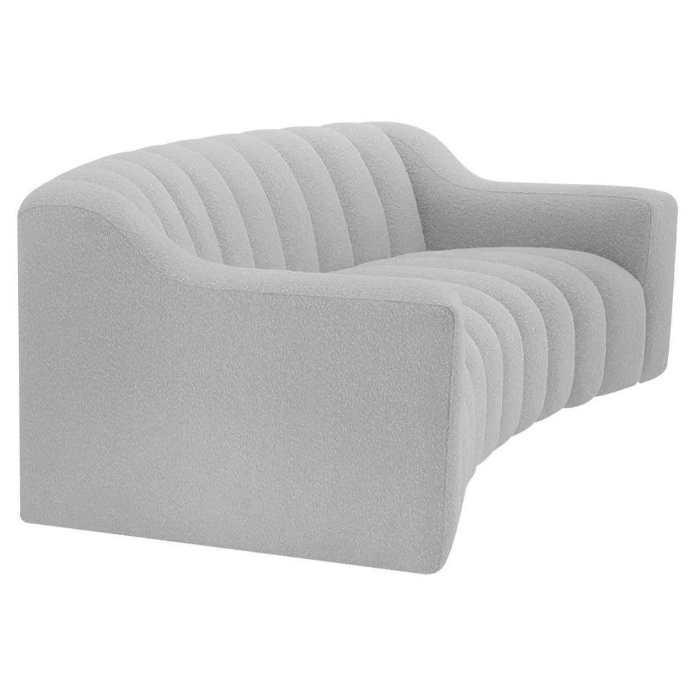 Sofá 2 Lugares Luxo Recepção Escritorio Sala Elegance 200cm Linho Cor Cinza Claro - 5