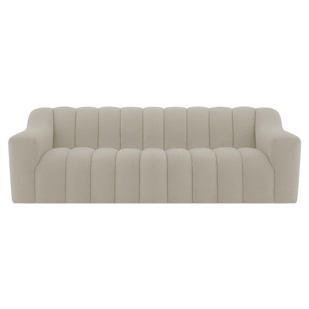 Sofá 2 Lugares Luxo Recepção Escritorio Sala Elegance 150cm Linho Cor Bege - 2