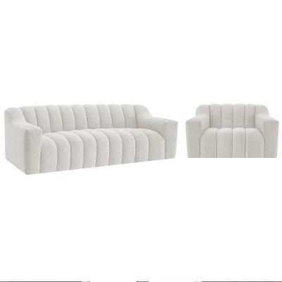 Kit 1 Sofá 150cm 1 Poltrona Luxo Recepção Sala Elegance Bouclé Branco