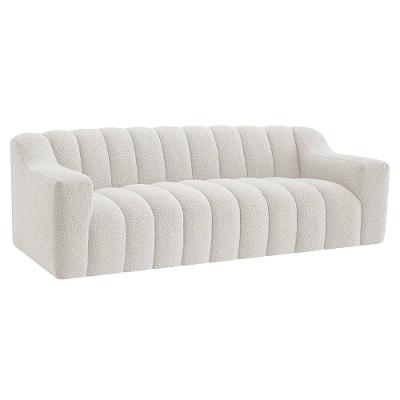Sofá 2 Lugares Luxo Recepção Escritorio Sala Elegance 150cm Bouclé Branco
