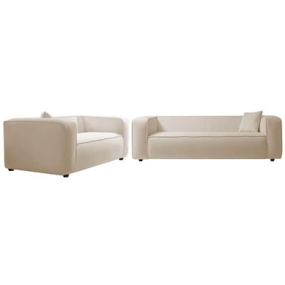 Kit Sofá 3 Lugares 180cm E Poltrona Decorativa Escritório Orgânico Cecília Linho Adj Decor Bege