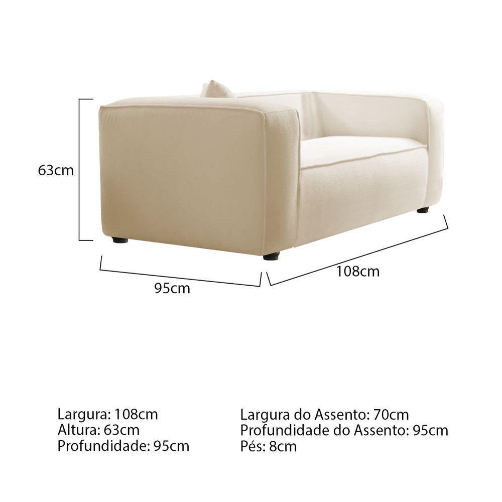 Kit Sofá 2 Lugares 160cm E Poltrona Cecília Bouclé Adj Decor Bege - 2