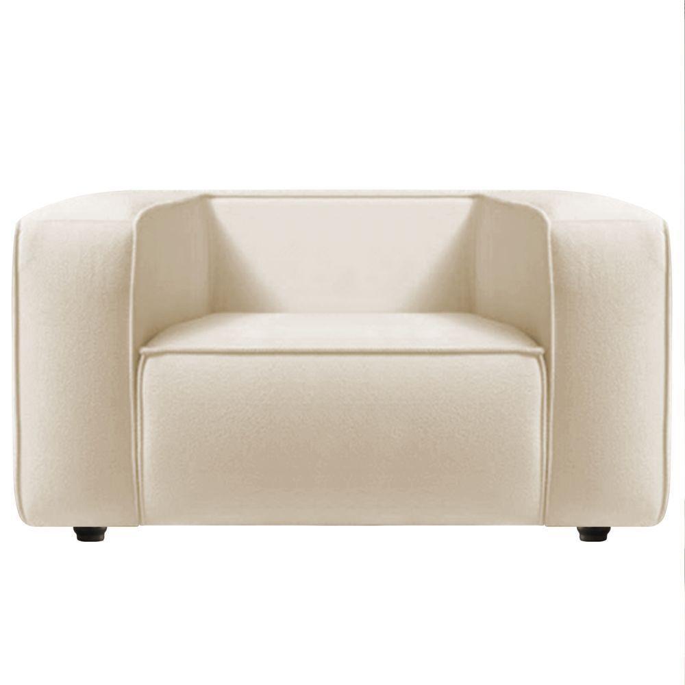 Kit Sofá 2 Lugares 160cm E Poltrona Cecília Bouclé Adj Decor Bege - 5