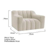 Kit 1 Sofá 200cm 2 Poltrona Luxo Recepção Sala Elegance Bouclé Cor Bege