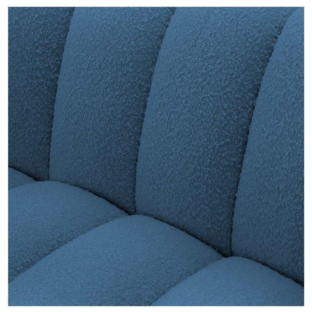 Kit 1 Sofá 180cm 2 Poltrona Luxo Recepção Sala Elegance Linho Cor Azul Royal - 8