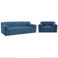 Kit 1 Sofá 180cm 2 Poltrona Luxo Recepção Sala Elegance Linho Cor Azul Royal - 1