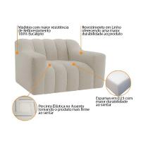 Kit 1 Sofá 150cm 2 Poltrona Luxo Recepção Sala Elegance Linho Cor Bege - 5
