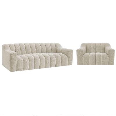 Kit 1 Sofá 180cm 2 Poltrona Luxo Recepção Sala Elegance Bouclé Cor Bege