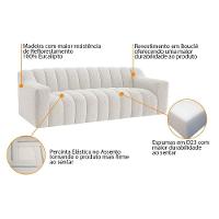 Kit 1 Sofá 200cm 2 Poltrona Luxo Recepção Sala Elegance Bouclé Cor Branco - 6