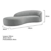 Divã Recamier Orgânico França 180cm Lado Esquerdo Bouclé Adj Decor Cinza - 3