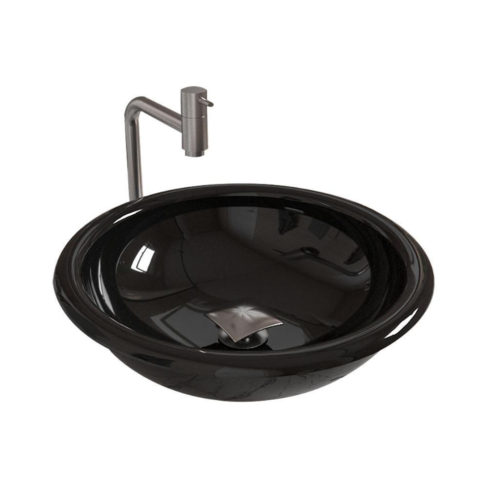 Kit Cuba De Apoio Lume Com Torneira Inox E Válvula Click Preto Brilho - 1