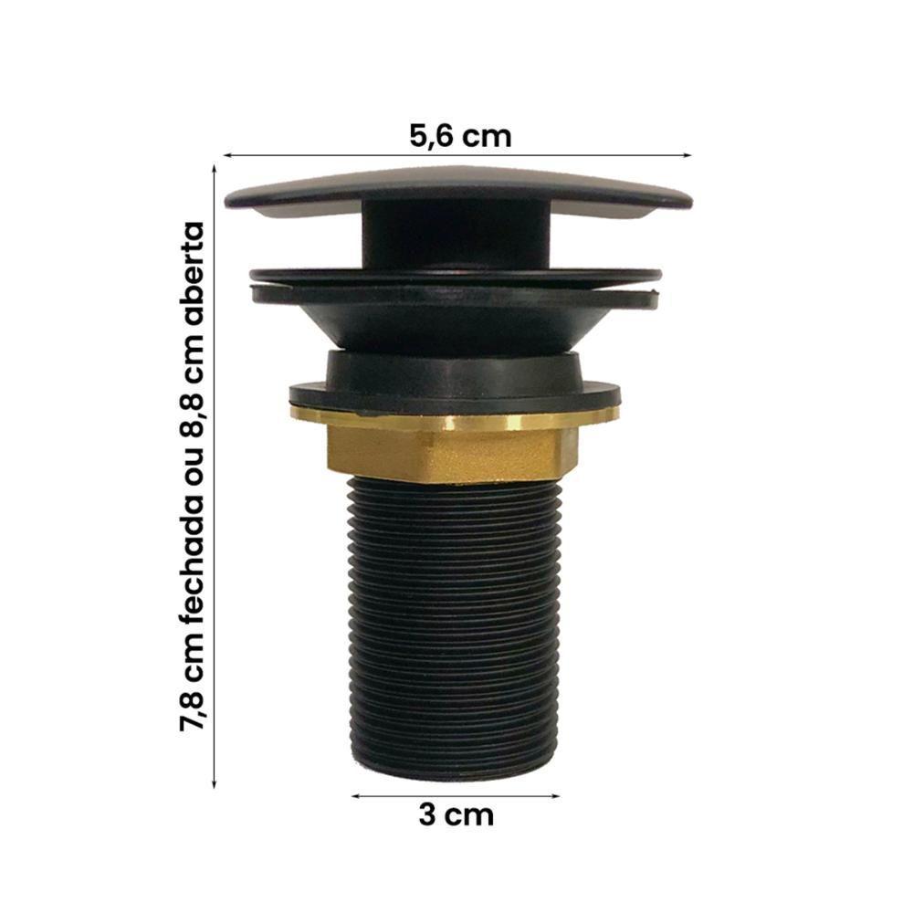 Kit Cuba De Apoio Ou Sobrepor Lume Com Válvula Click Black Preto Brilho - 4