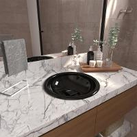 Kit Cuba De Apoio Ou Sobrepor Lume Com Válvula Click Black Preto Brilho - 2