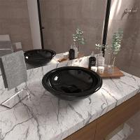 Kit Cuba De Apoio Ou Sobrepor Lume Com Válvula Click Black Preto Brilho - 5