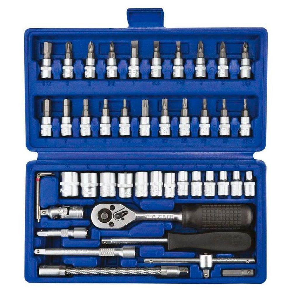 Kit Chaves Soquete Catraca Reversível 46 Pçs Maleta Mecânico - 4