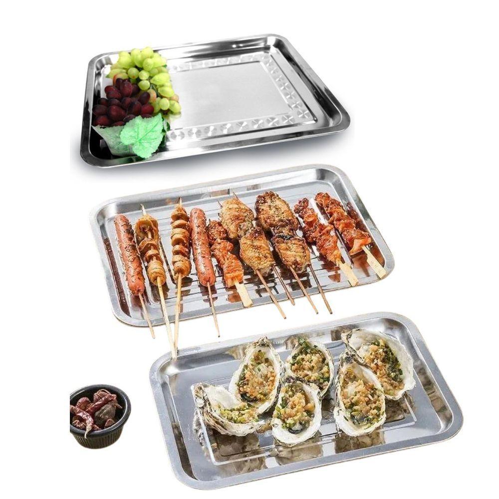 Bandeja Inox Rasa Retangular 36 X 27 Multi Uso Servir Peq - 6