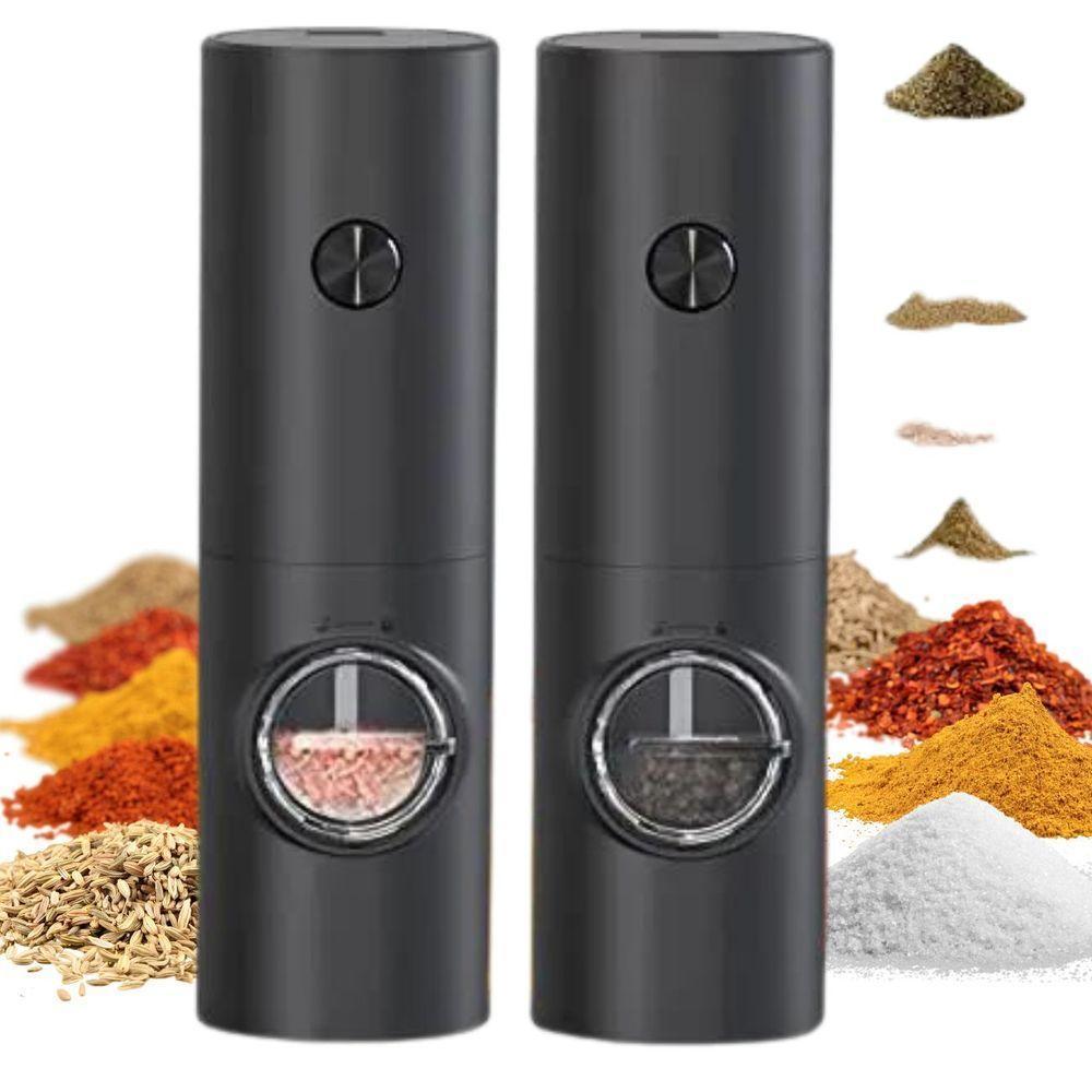 Kit 2 Moedor Elétrico Pimenta Sal Regulador De Moagem - 2