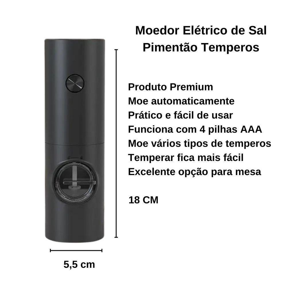 Kit 2 Moedor Elétrico Pimenta Sal Regulador De Moagem - 4