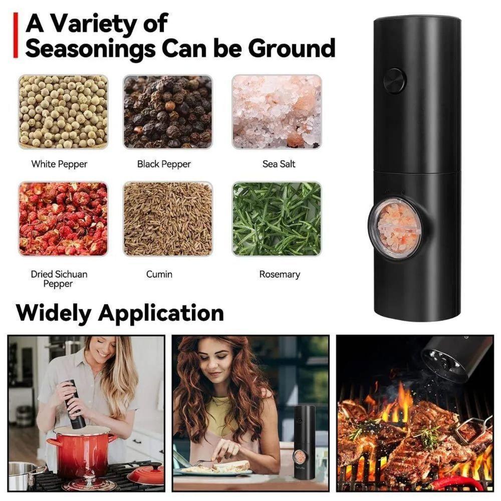 Kit 2 Moedor Elétrico Pimenta Sal Regulador De Moagem - 5